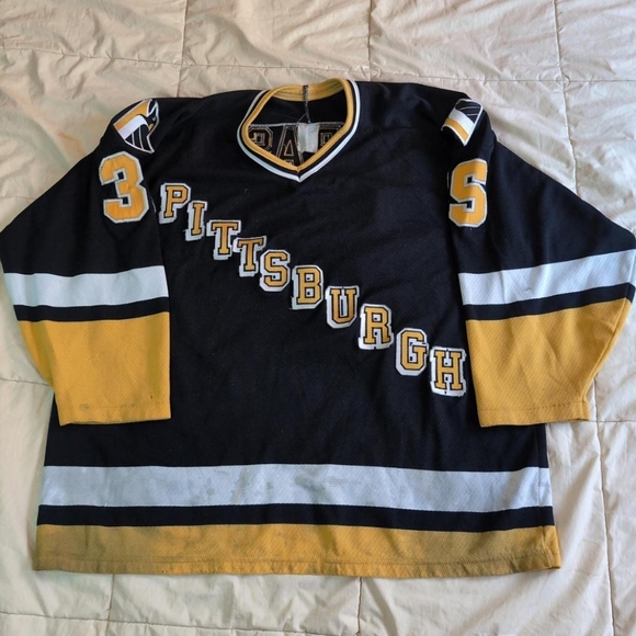 Tom Barasso Pittsburgh Penguins Large Away Vintage Jersey - Picture 1 of 4